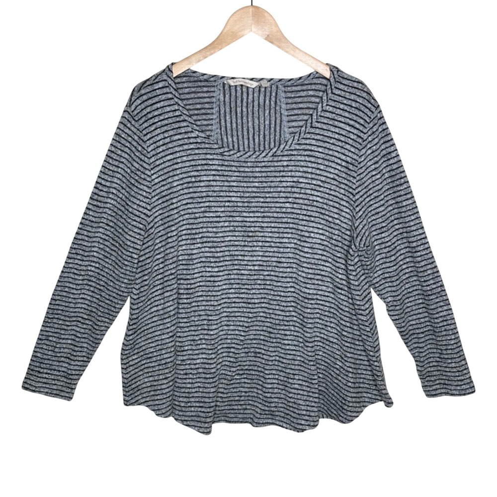 Soft Surroundings Women's Striped Knit Tunic Top size 1X Gray/Black